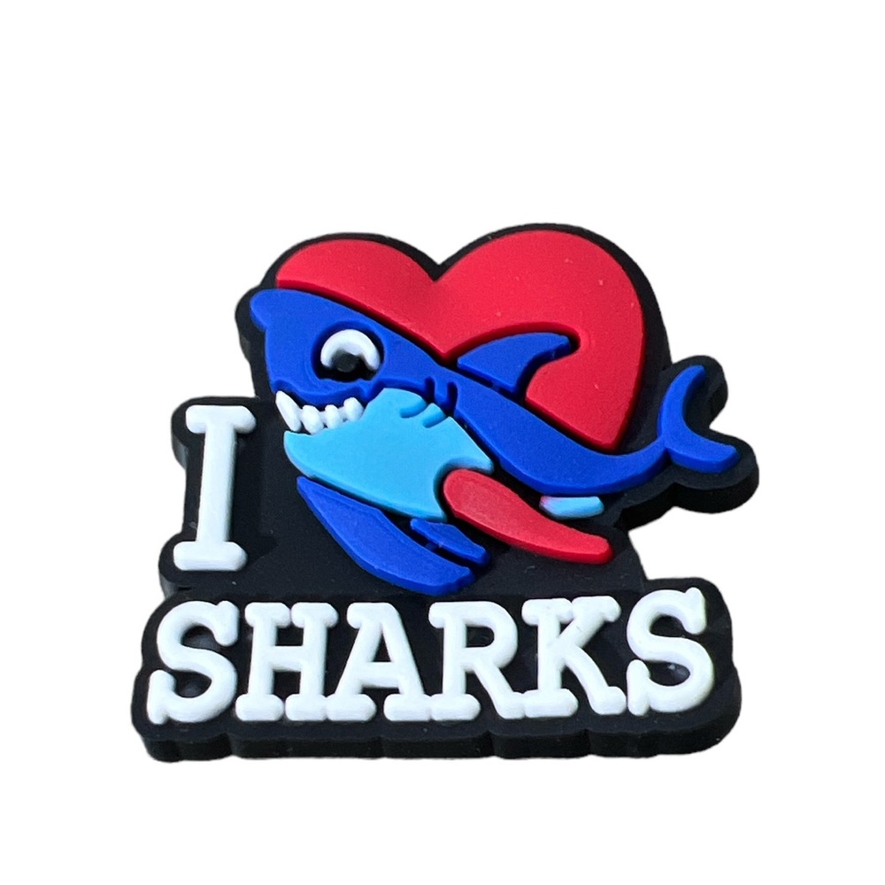 4/$15 🎁 or $5 for 2 pack I love Sharks croc charms shoe charms - Picture 2 of 5